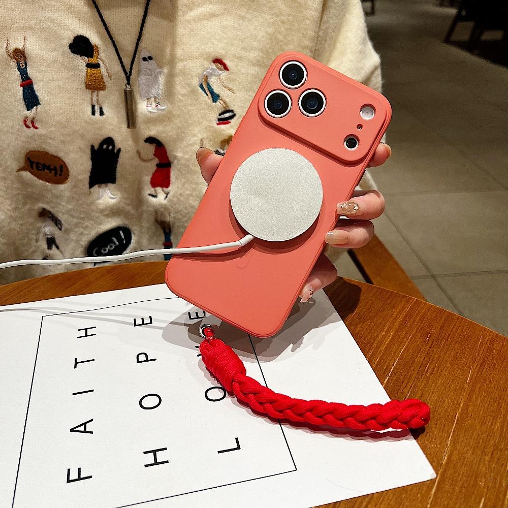 Матовый чехол-ремешок для iPhone 1 16 17 Pro Max 11 12 13 14 с ремешком на запястье, мягкий чехол из жидкого силикона