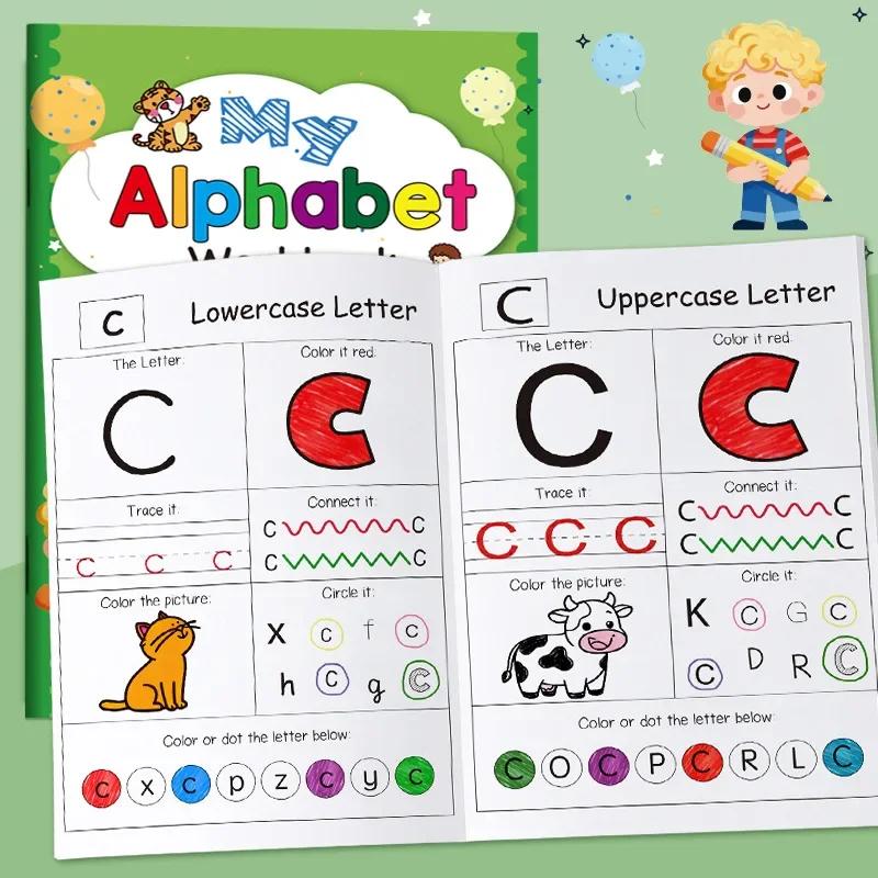 48 Pages A-Z Alphabet Workbook for Kids 26 Letters Tracing Directed Drawing Coloring Practice Book Homeschool Teaching Aids