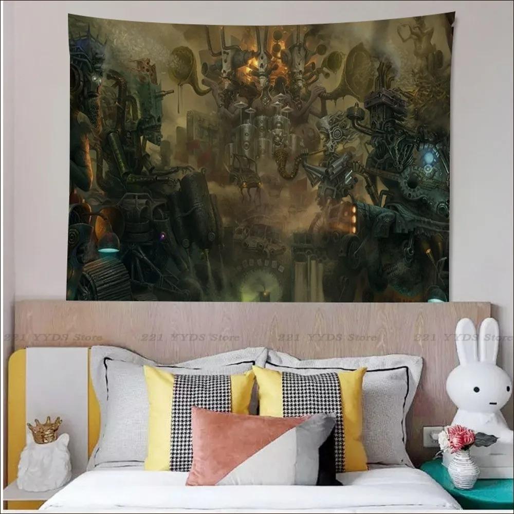 Гобелен для гостиной в стиле ретро с паровозом в стиле панк, подвесная ткань, украшение для дома на стену, гобелен