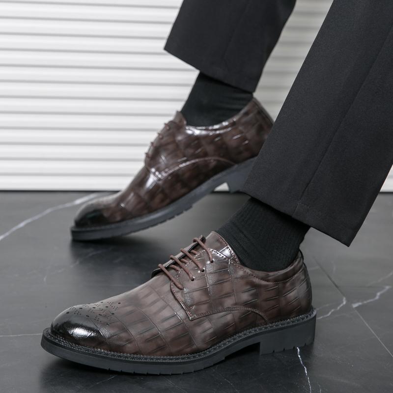 Модные кожаные мужские повседневные туфли на шнуровке, оксфорды, дышащие мужские деловые туфли, классические черные туфли на плоской подошве, мужские туфли-мокасины