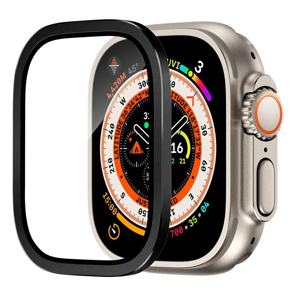 Закаленное Стекло для Apple Watch Ultra 2 49 мм Защитная Пленка для Экрана Металлическая Рамка Защита от Царапин для IWatch Серии Ultra 49 мм Аксессуары