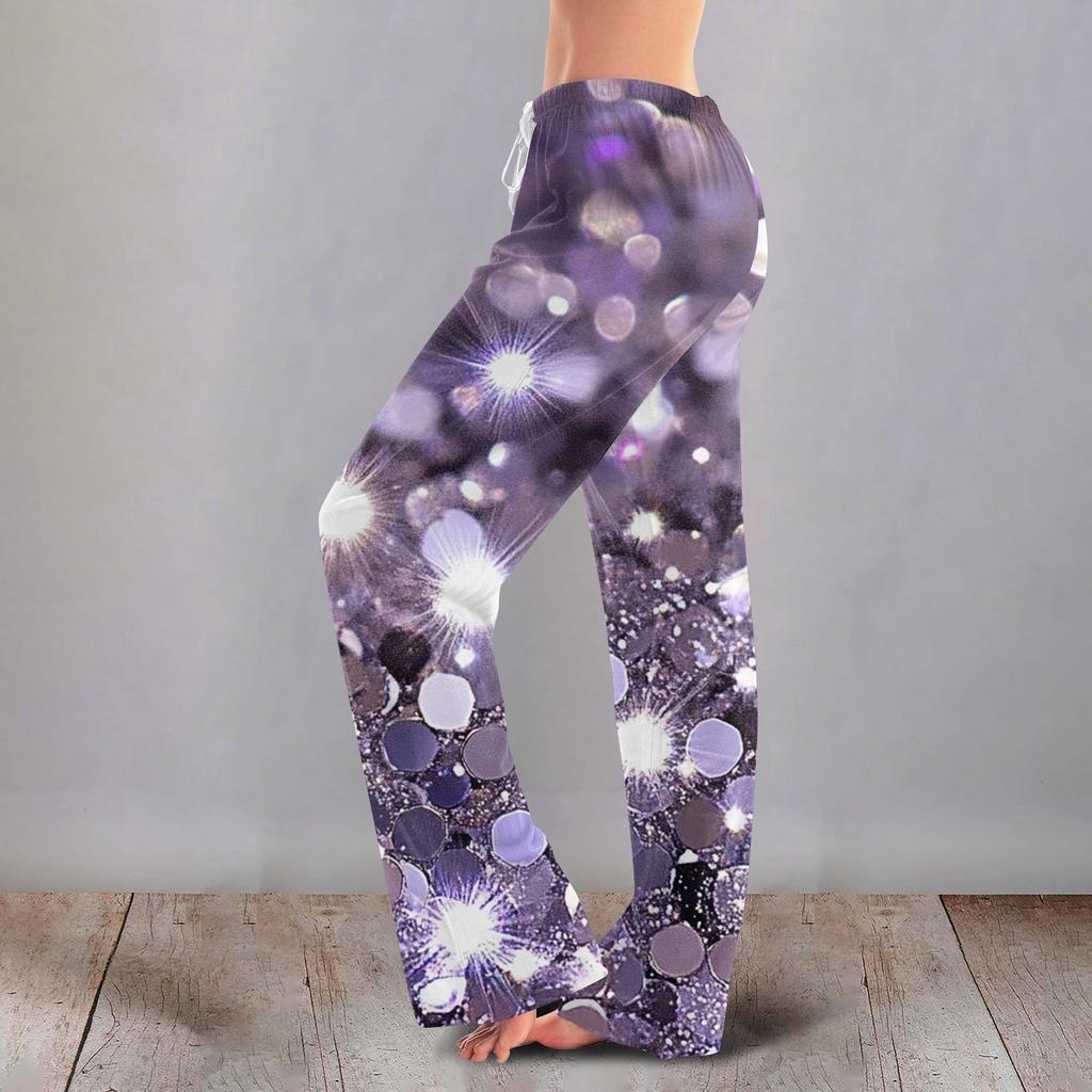 Женские милые брюки с цветочным принтом на завязках, повседневные пижамные брюки