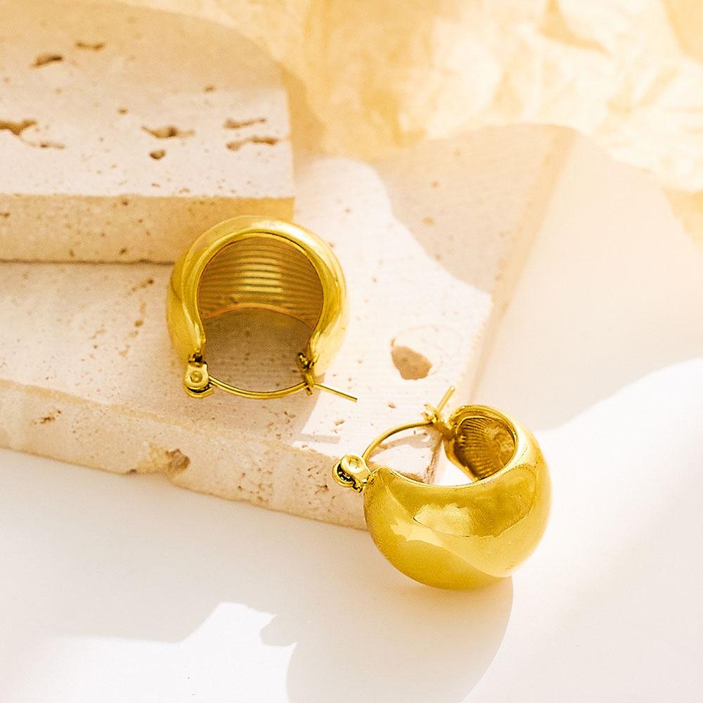 Серьги-шарики с золотой и светлой поверхностью из титановой стали Cold Wind