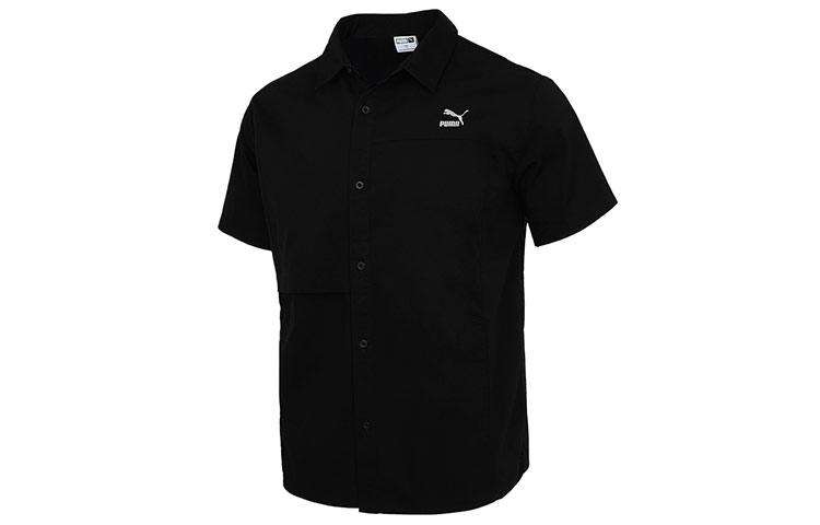 PUMA Shirts Men's Black Lapel Moderate Workwear