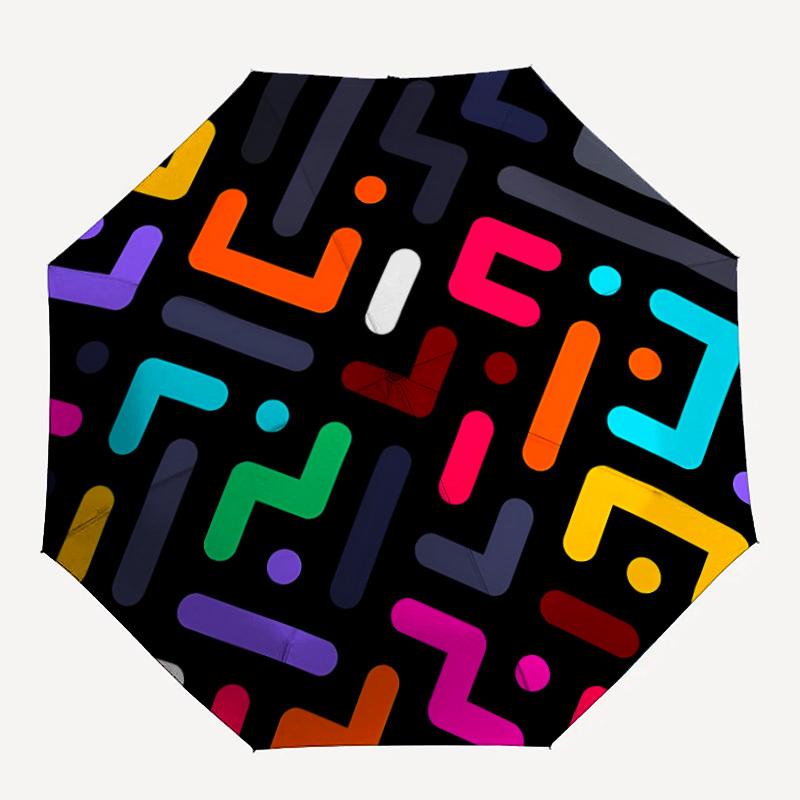 1pc Colorful Maze Automatic Folding Umbrella - 8-Rib Automatic Open/Close, Large Canopy Birthday Festival Gift yy251217156