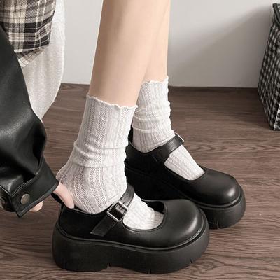 Туфли Мэри Джейн на толстой подошве с круглым носком, из маленькой кожи, женские, новая коллекция весна-осень 2025, универсальные, для юбки, с открытым верхом, на толстом каблуке, одинарные туфли