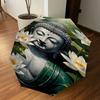 1PC Buddha LotusAutomatic Open/Close Umbrella with Windproof, 8-Rib Sturdy Canopy, Durable Ribs, Fashionable Design, Outdoor Accessory, Fun Prin, Holi
