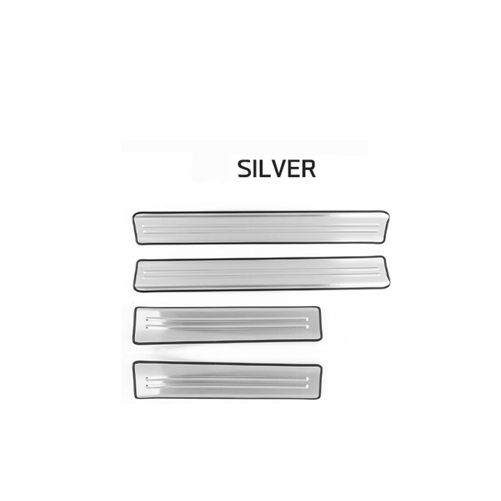 Car Interior and Exterior Door Sill Protectors Front and Rear Sill Guards Step Trim Strips Stainless Steel for Hyundai KONA SX2