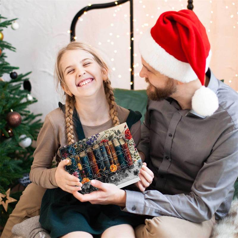 Рождественский адвент-календарь 2025 года, креативная акриловая подвеска-книга, календарь обратного отсчета, слепая коробка для любителей книг, подарок на Новый год