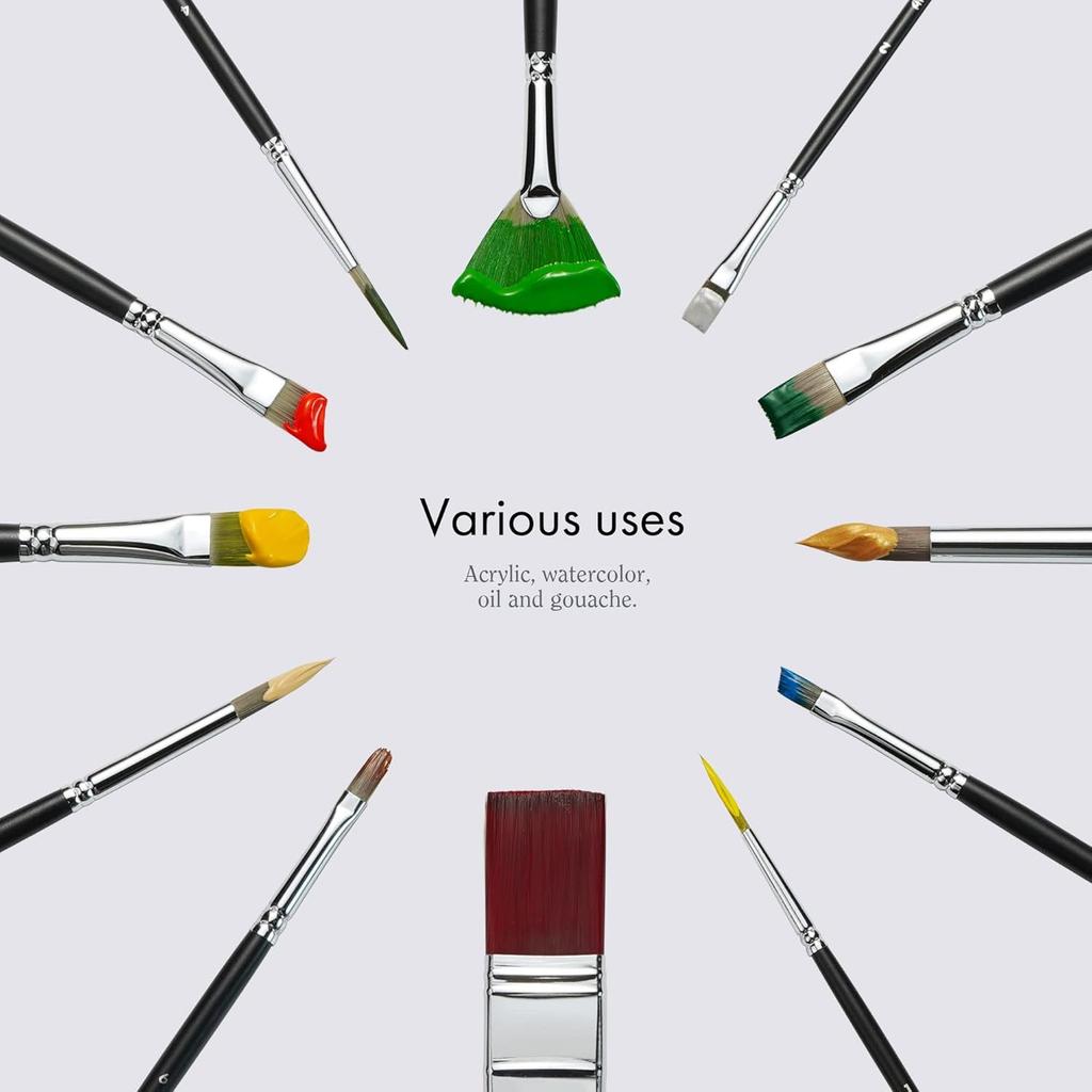24 Pieces Paint Brush Set, Expert Series, Enhanced Synthetic Art Supplies with Brush Holder and Palette Knife for Acrylic, Oil, Watercolor