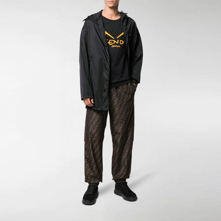FENDI Casual Pants Men's Brown Moderate Straight Fit Pants FAB527A797F13IZ