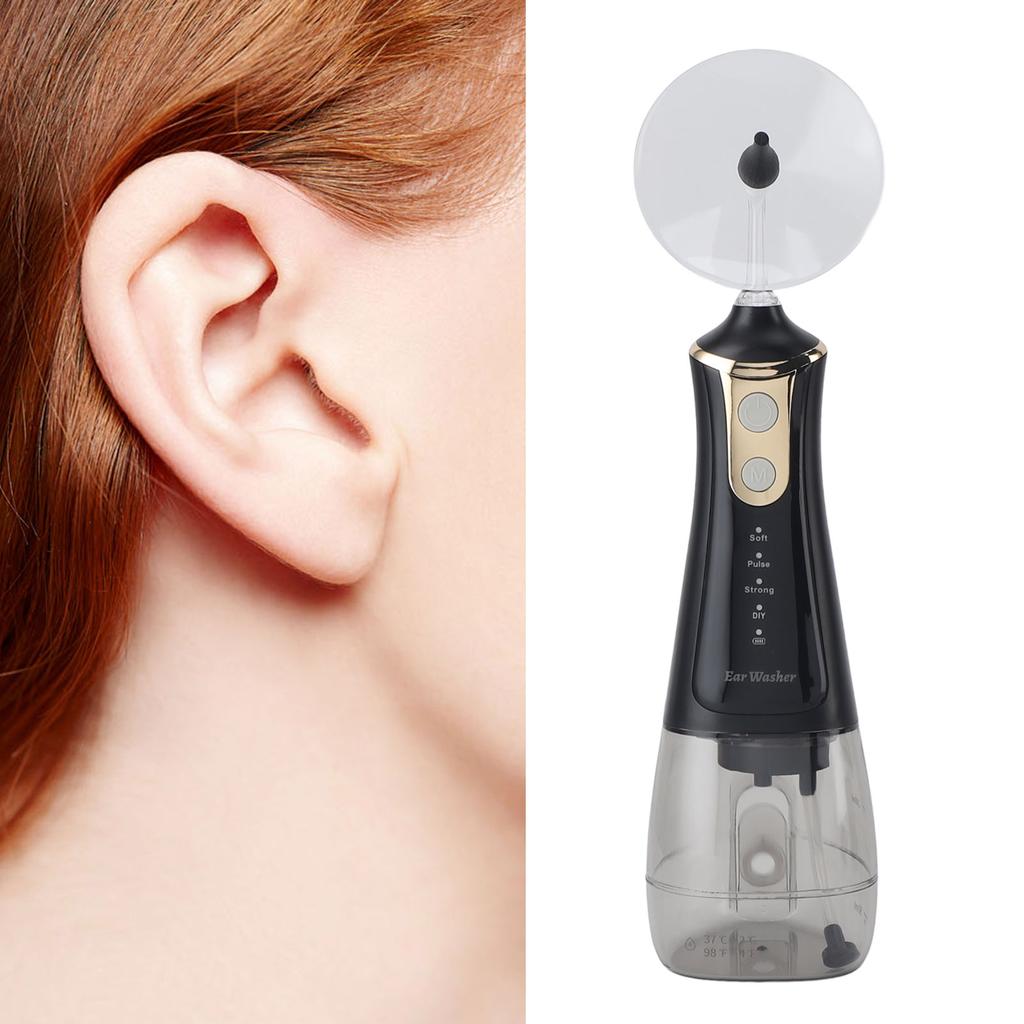 Ear Wax Removal Tool Safe Effective Rechargeable Electric Ear Irrigation Flushing System Cleaner Kit with Cotton Swabs for Home