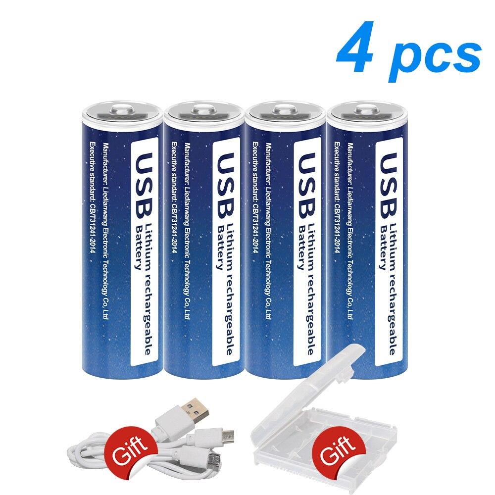 100% Capacity 1.5V AA Li-ion Battery 2800mWh Li-Polymer USB Rechargeable Lithium USB Battery AA+ USB Cable Line Toy KTV Multi-function Battery