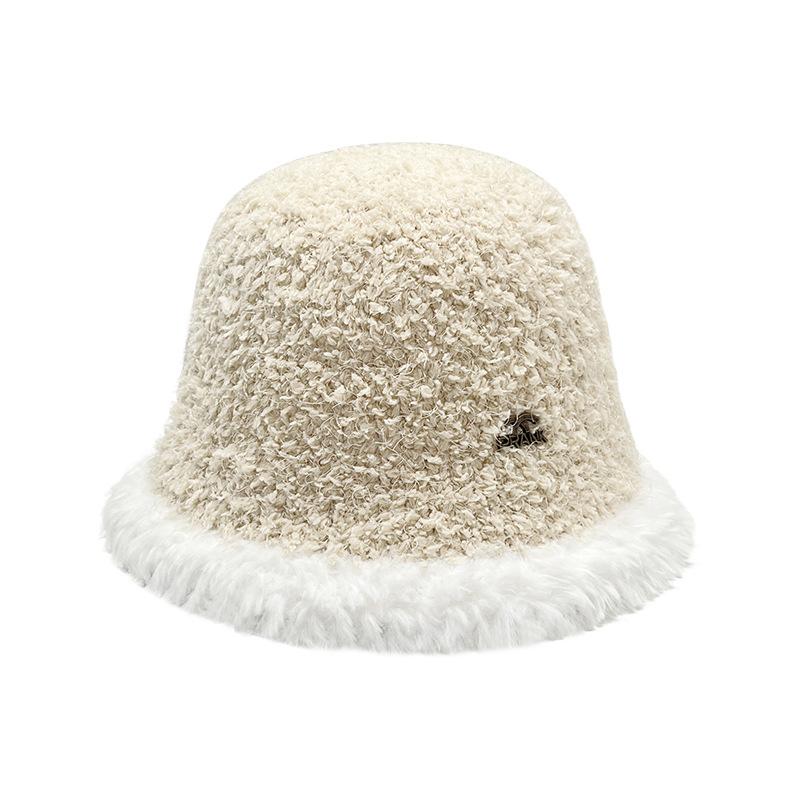 Women's Knitted Fisherman Hat Winter Versatile Color Blocked Bucket Hat Japanese Style Warm Hat