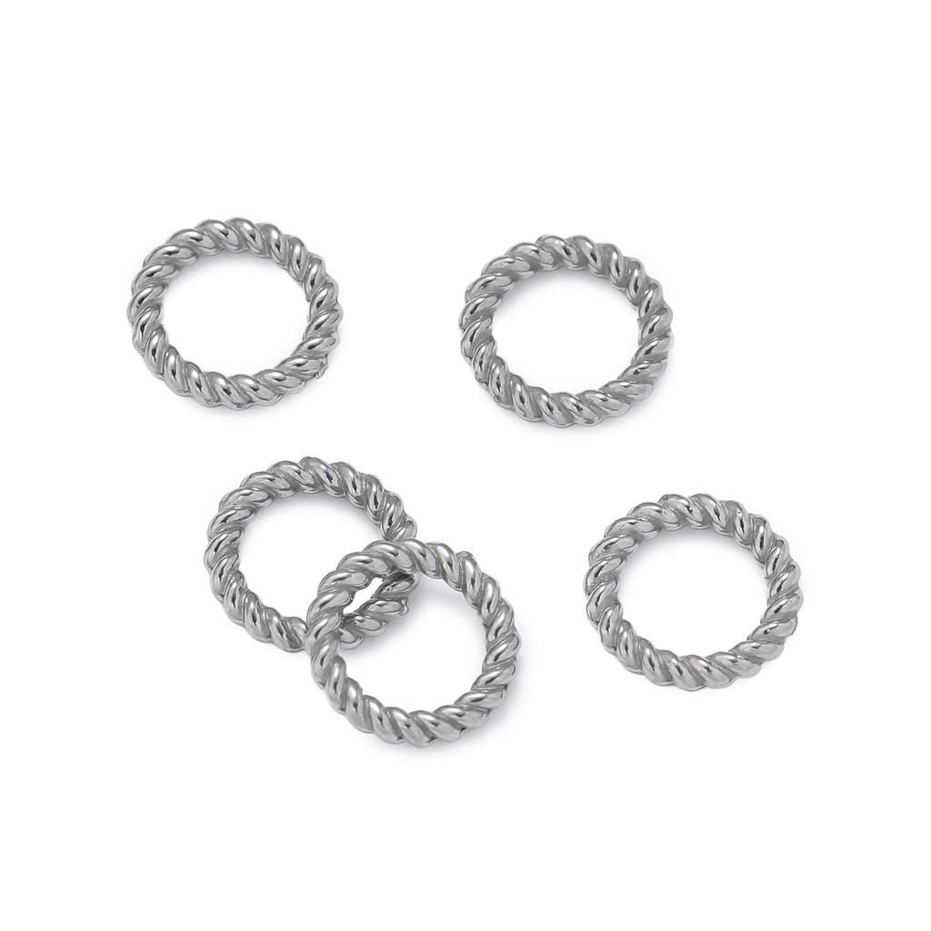 10pcs Stainless Steel 6 8 10mm Twist Rope Circle Connector Closed Jump Rings Split Ring Thick for DIY Jewelry Making Supplies