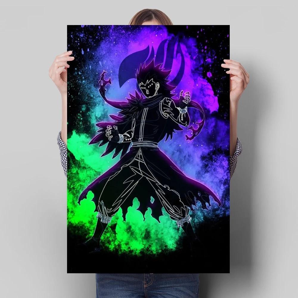 Японское аниме-персонаж, украшение, фреска, плакат «Хвост феи», холст, живопись и настенные художественные принты для детской комнаты для современного домашнего декора, без рамки