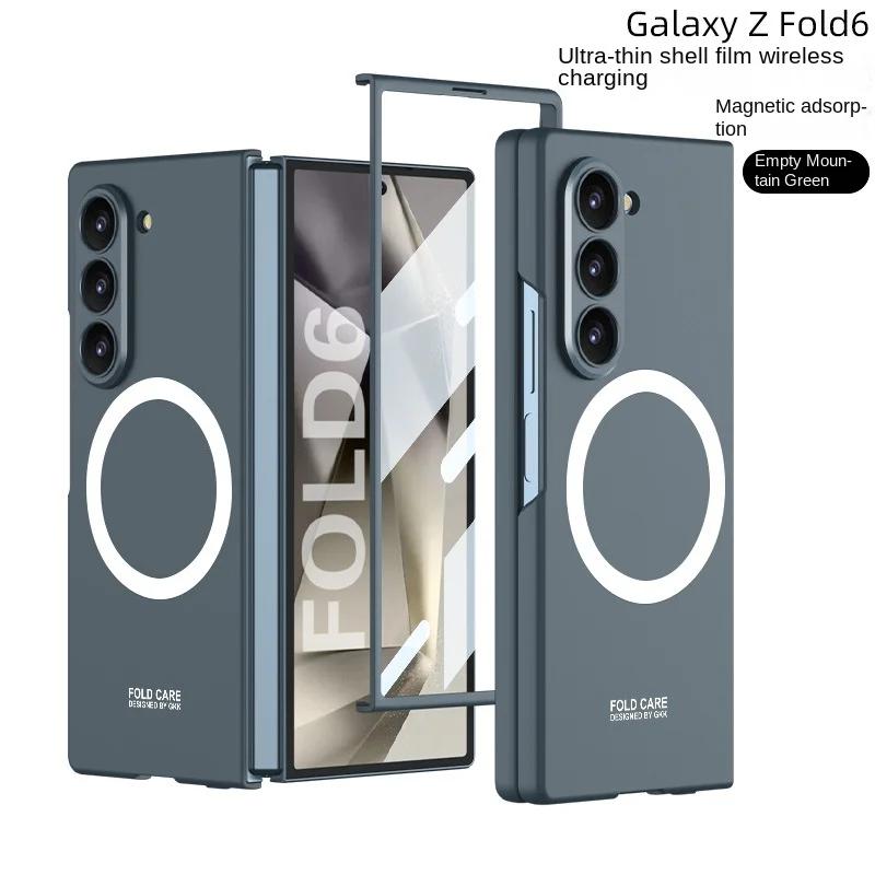 Магнитный чехол для телефона с беспроводной зарядкой для Samsung Galaxy Z Fold 6 5 4 3 Fold6 Fold5 Fold4 Fold3 5G Hard Shell Защитный чехол