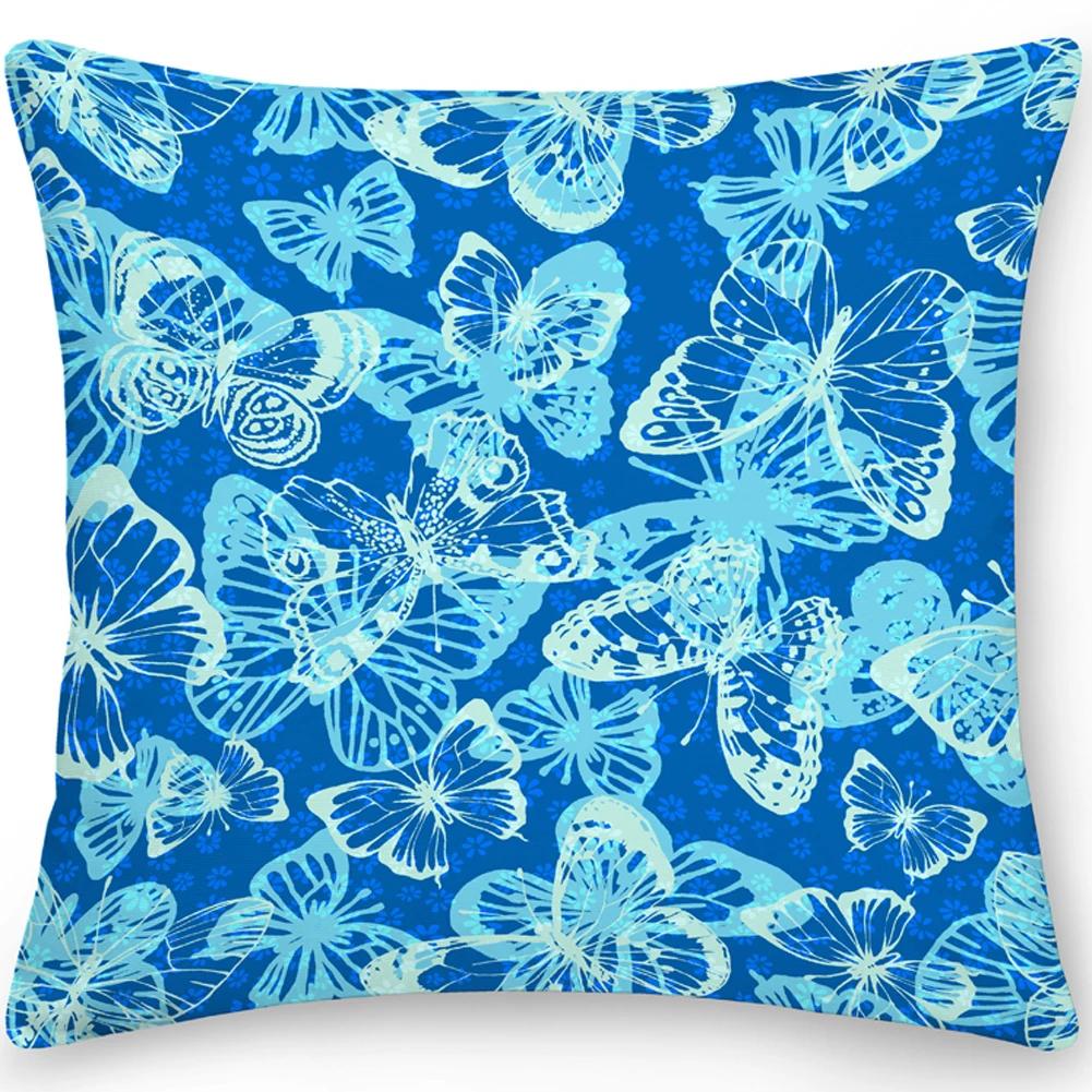 Pillow Office Sofa  Butterfly Print Double Sided  Cover Square Cushion