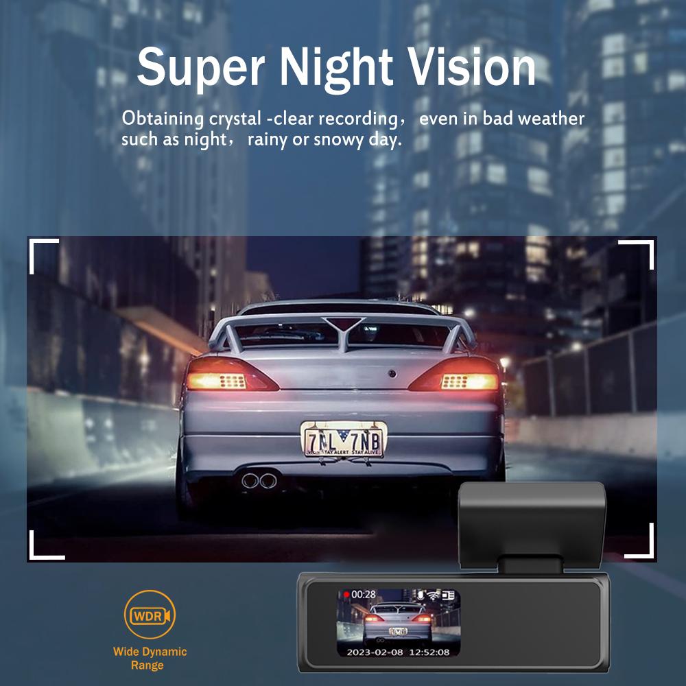 2K WiFi 1400P Мини Скрытая Видеорегистратор для Автомобилей с 1,5-дюймовым экраном Видеокамера на Приборной Панели Передний Регистратор Встроенный WiFi,Ночное Видение,WDR,Приложение