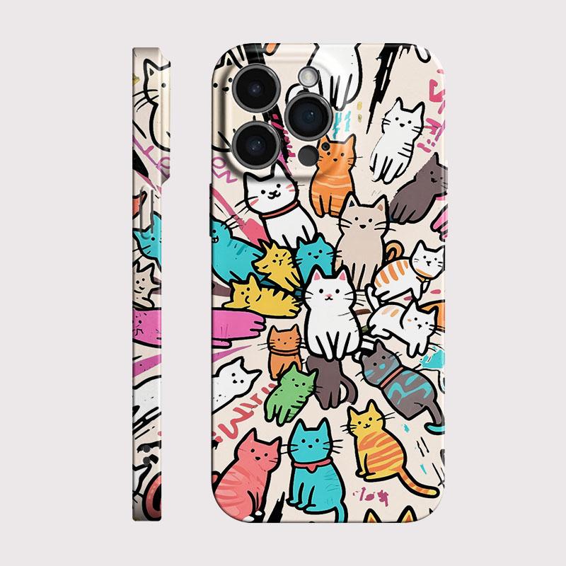 Роскошный Чехол Clmj Swag Милый Кот для iPhone 17 16e 16 15 14 13 12 11 Air Pro Max XS XR Plus Глянцевая Пленка Жесткая PC Крышка