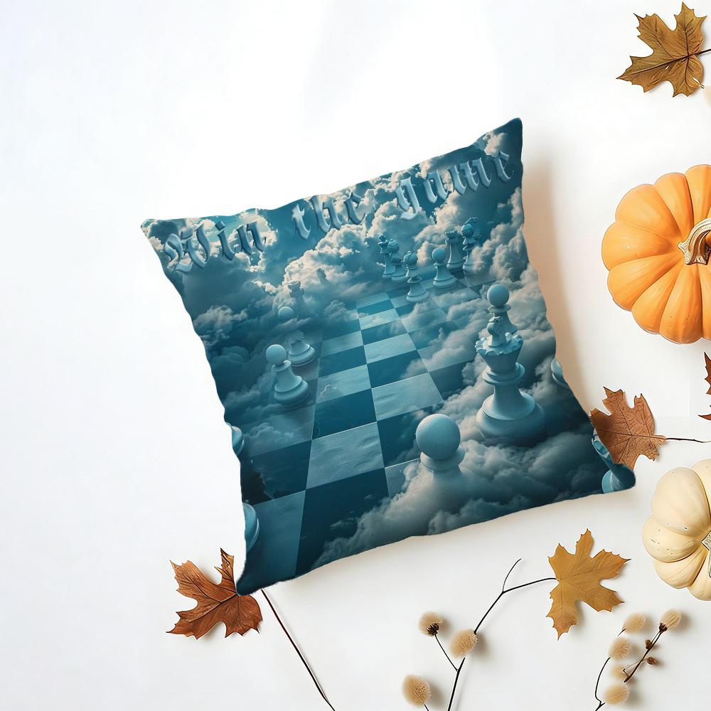 chess Cushion Cover Iceland Washable Linen Soft for Daily Sofa Bed Home Room Decor