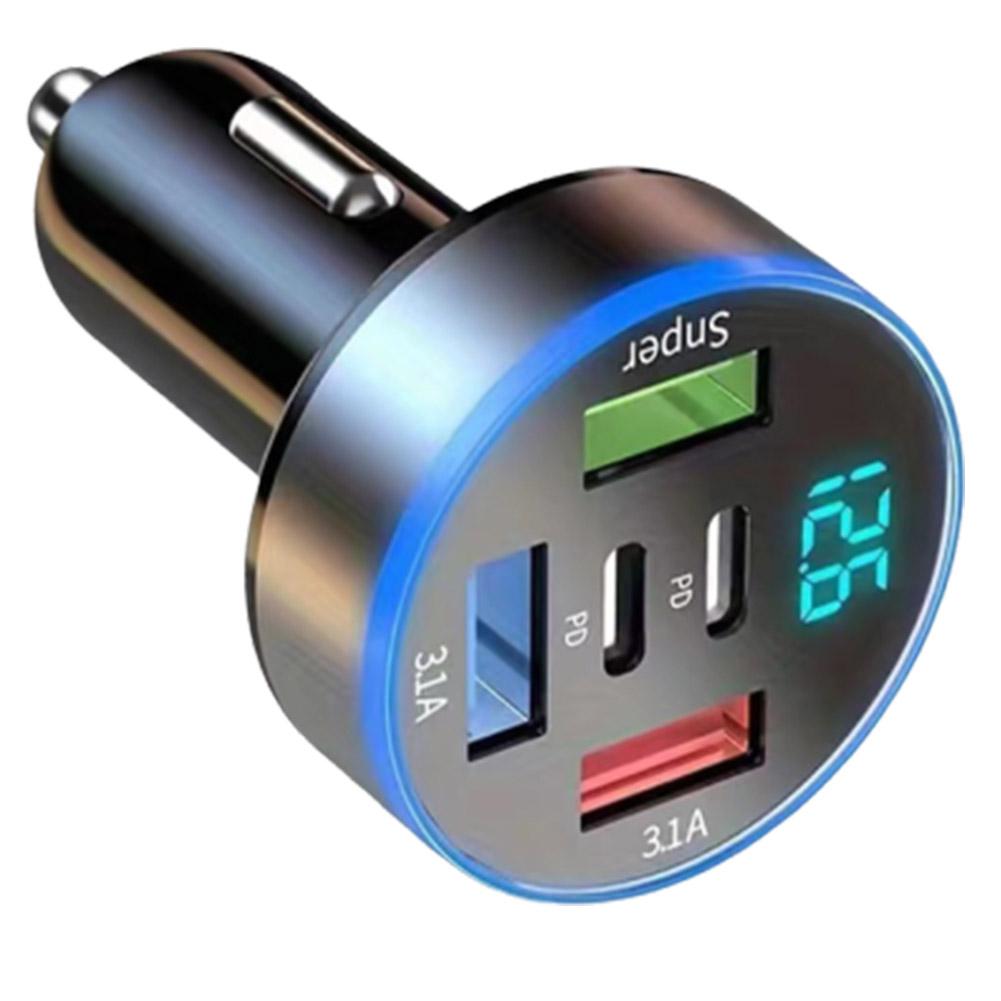 5 в 1 USB автомобильный адаптер для зарядки телефона с дисплеем напряжения OPPO для iPhone Port Dual Super PD O8D5