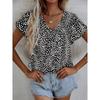 Women's T Shirt Floral Fashion Modern Casual Short Sleeve V Neck Regular Tops Daily Weekend Ruffle Print Summer