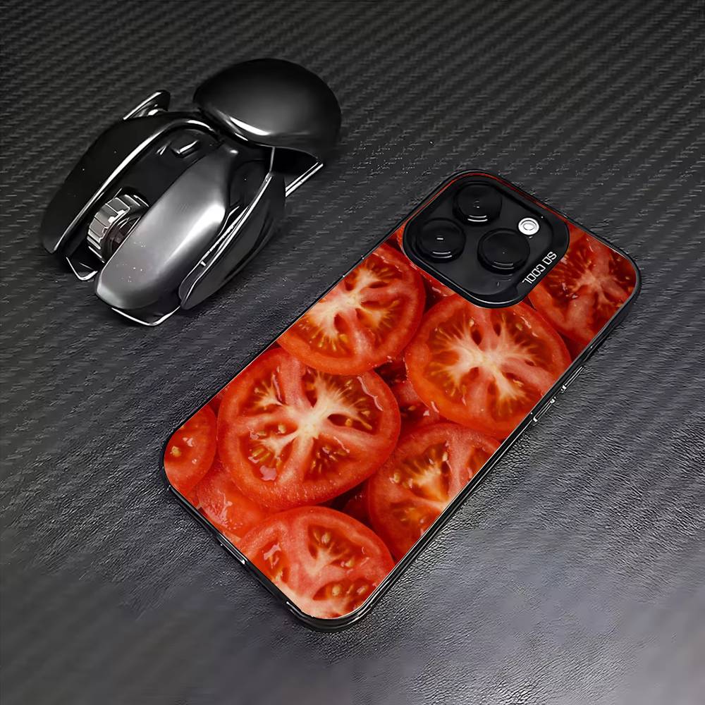 Чехол для телефона с рисунком из свежих фруктов и овощей Для iPhone17,16,15,14,13,12,11 Plus,Pro Max Цветной Посеребренный Внутренний Чехол