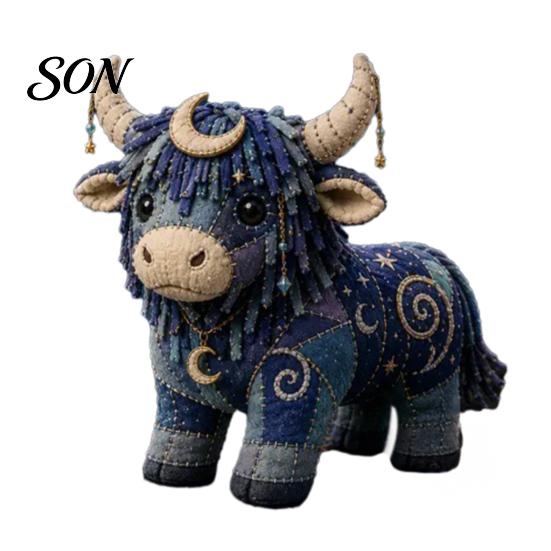 Creative Hobby Kits for Sewing Enthusiasts Highland Cow Patchwork Kit Adults Beginners, DIY Handmade Fabric Doll Craft Decorative Crafting Set