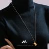 Chic European & American Style Gold-Plated Water Drop Pendant Necklace - Versatile Stainless Steel Sweater Chain Jewelry for Women