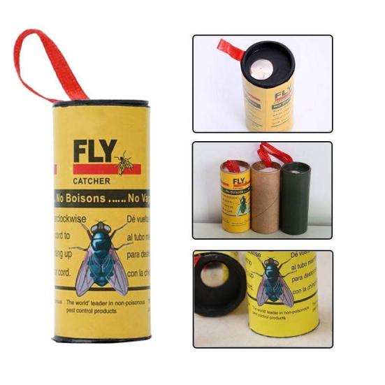 4 Rolls Insect Bug Glue Paper Killer Fly Catcher Trap Ribbon Strip Sticky Tape