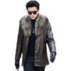Men's Leather Coat Fur Removable Raccoon Fur Collar Fashionable Velvet Thickened Winter Leather Jacket Leather Jacket for Men