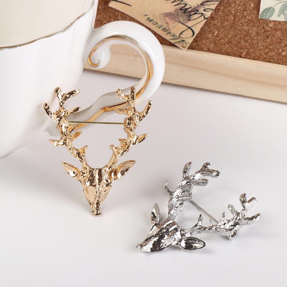 Lapel Pin Elk Head Brooch Zinc Zinc Alloy Deer Metal Brooch Funny Christmas Badge Men