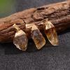 Natural Citrine Crystal Chip Electroplated Raw Stone Pendant Necklace