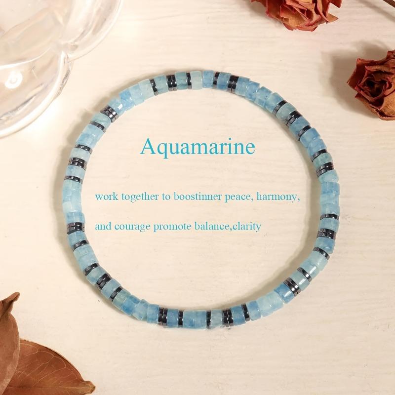 Модный натуральный аквамариновый браслет - Элегантный минималистичный синий драгоценный камень, идеально подходит для повседневных корейских образов