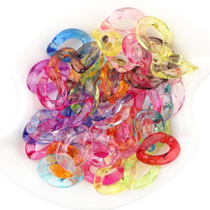 20pcs Ins Retro Rainbow Buckle Acrylic Long Chain Beads For Men Women Curb Cuban Link Jewelry Making DIY Bracelet Necklace