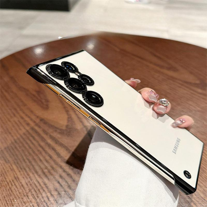 Plating Transparent Magnetic Frameless Phone Case for Samsung Galaxy S25 Plus S24 S23 S22 Ultra Camera Lens Protection Cover