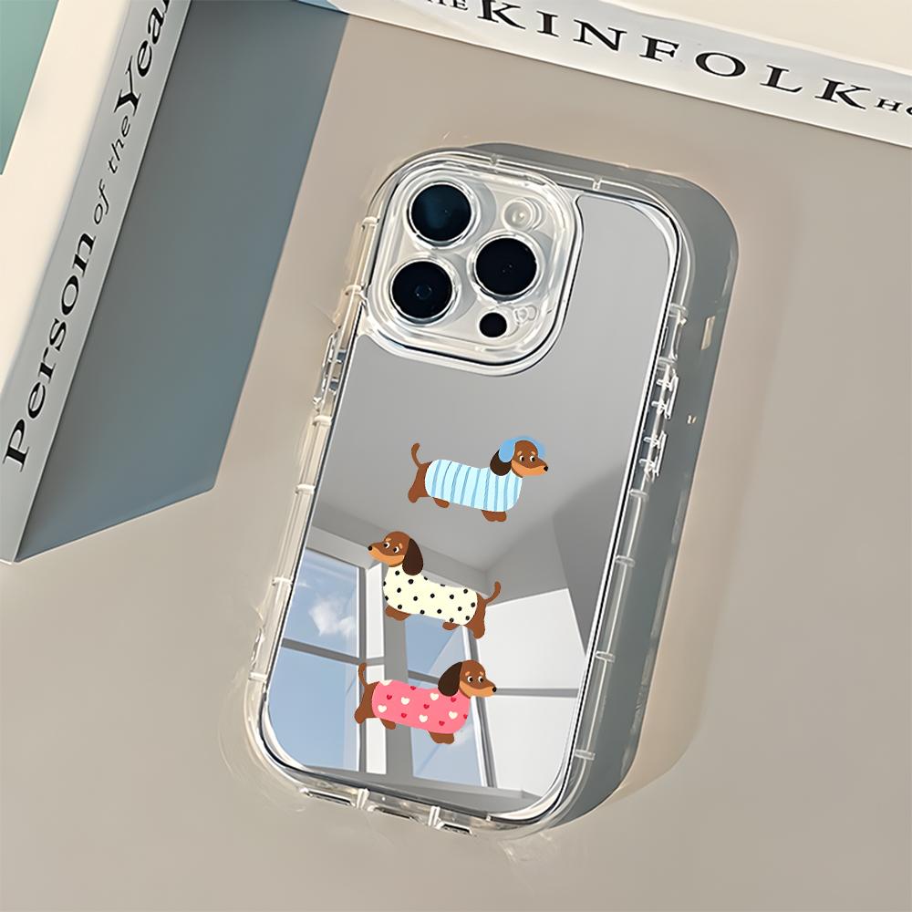 Милый такса Заднее зеркало Чехол для телефона Для iPhone 17 16 15 14 13 12 11 Pro Max Air X XR XS 7 8 Plus Ударопрочный Мягкая крышка