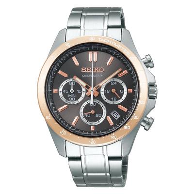 Часы Seiko SBTR026 Серебристые Кварцевые Часы-Хронограф с Тремя Горизонтальными Линиями Мужские