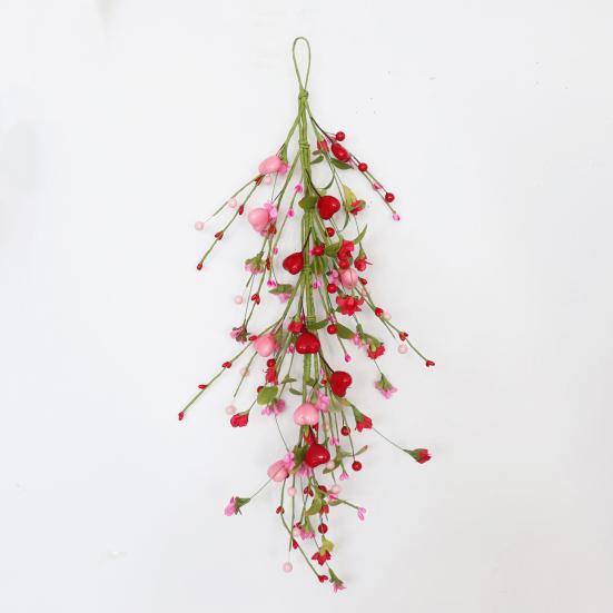 Сваг Сердце-Капля ко Дню Святого Валентина для Входной Двери Искусственные Красные Розовые Ягоды в Форме Сердца Сваг Венок для Свадьбы Рождественской Вечеринки Сада Патио