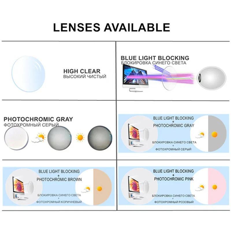 Prescription Myopia Glasses Sphere Custom -0.5 To -10 Men Women Photochromic Or Blue Light Blocking Lenses Cylinder Custom F613