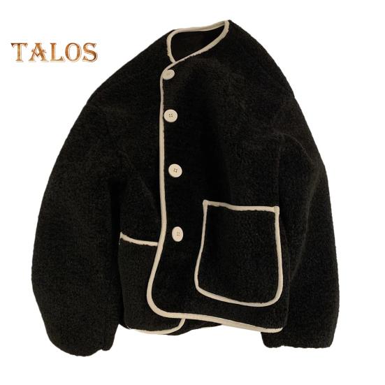 Женское осенне-зимнее пальто, однобортное, однотонное, свободные накладные карманы, термостойкий кардиган с длинными рукавами, повседневная куртка