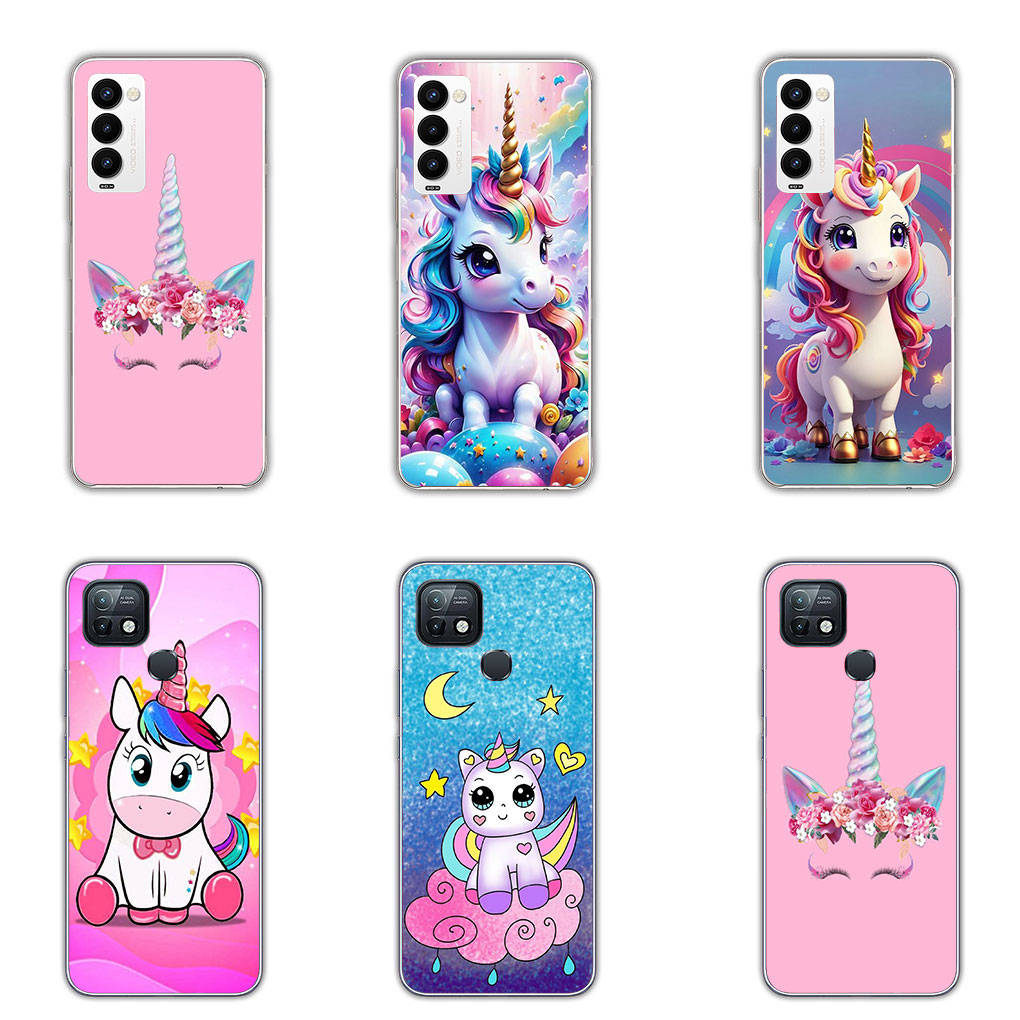 Чехол для телефона Motorola Moto Edge 40 30 neo G54 G24 G84 iPhone 15 14 Xiaomi Redmi Note 13 12 11 Pro Samsung Galaxy A34 A54 Unicorn Rainbow Horse Anime
