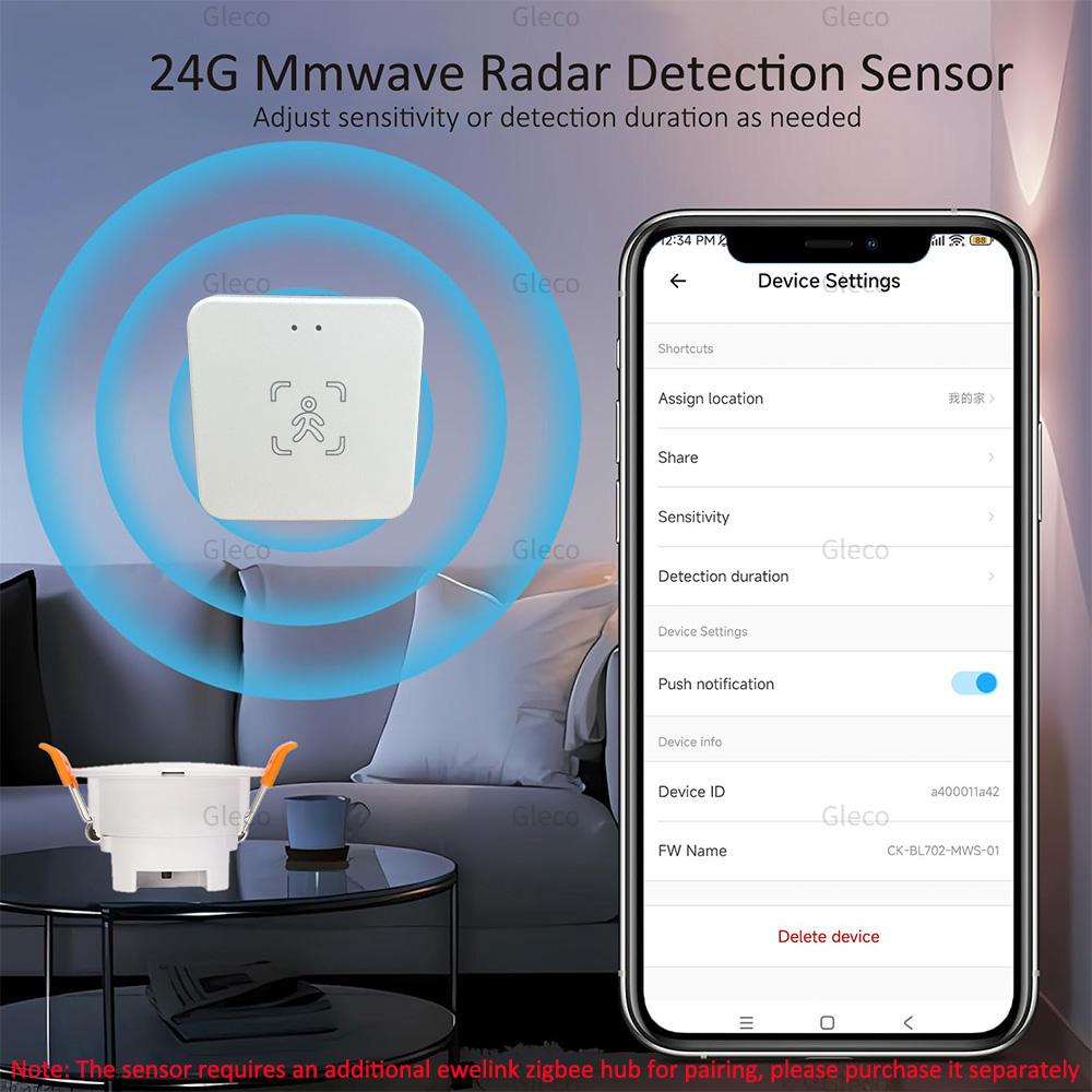 24G Mmwave Radar Human Presence Detector Zigbee Smart Human Motion Sensor Ewelink APP Control Work With 2mqtt Home Assistant