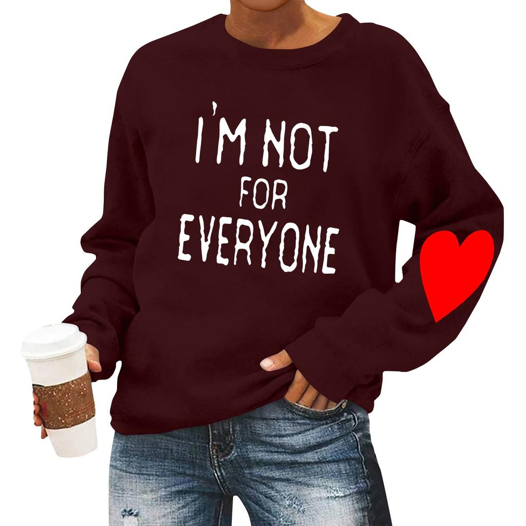 Женская повседневная мода ко Дню святого Валентина с принтом, длинным рукавом, круглым вырезом, толстовки, пуловеры, топы