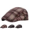 Зимняя утолщенная кепка с утиным язычком в клетку для мужчин и женщин, английская ветровая повседневная берет, литературная молодежная шляпа