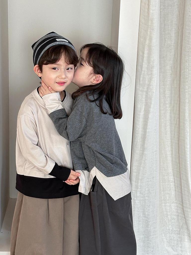 Jiaye Kids' 2025 Spring Color-block Long-Sleeve T-Shirts for Boys and Girls