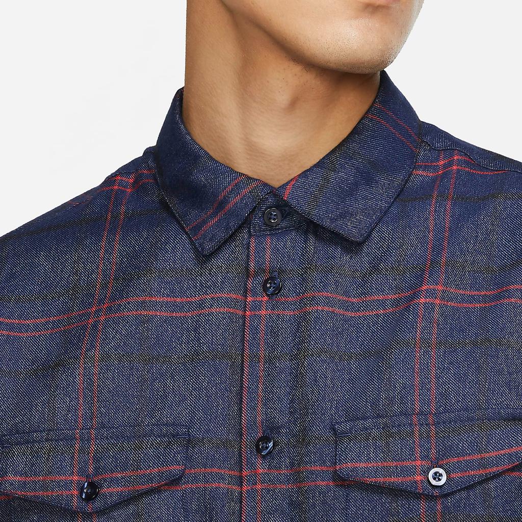 Nike SB фланелевая клетчатая рубашка для скейтборда, мужские топы, темно-синие CK5316-410