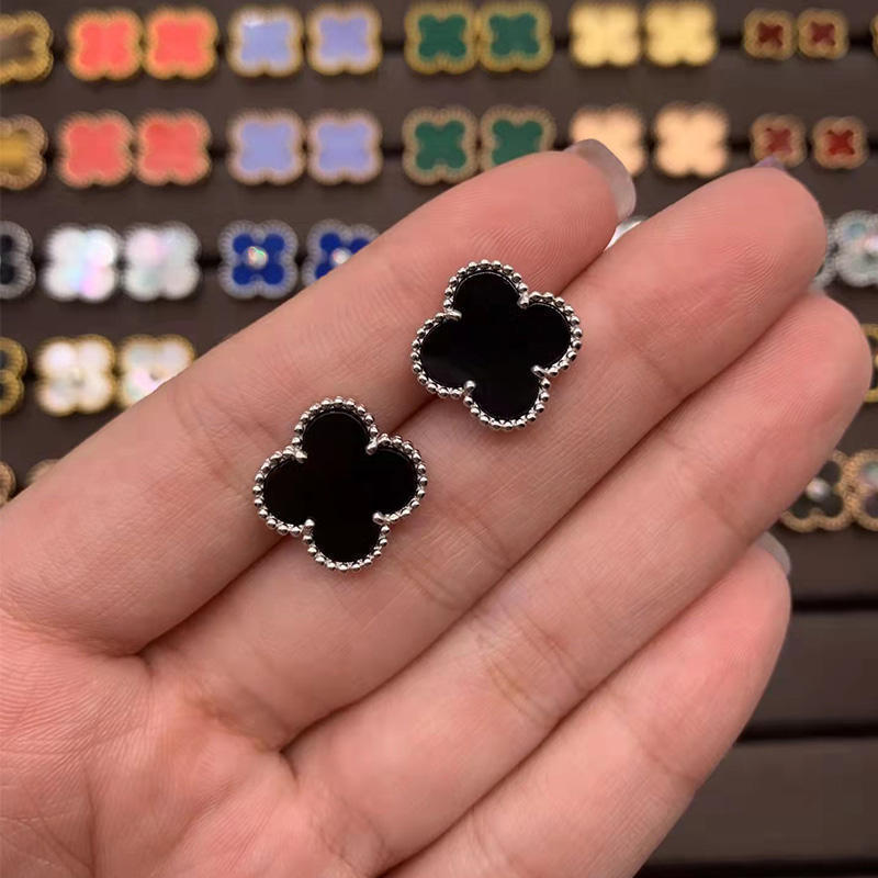 Серьги Four Leaf Grass, легкие роскошные белые рябчики с красным агатом и малахитом, женские серьги-гвоздики