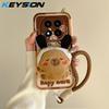 KEYSION Cute 3D Cartoon Plush Case for Redmi Note 14 Pro+ 5G with Lanyard Silicone Shockproof Phone Cover for Redmi Note 14 4G 5G